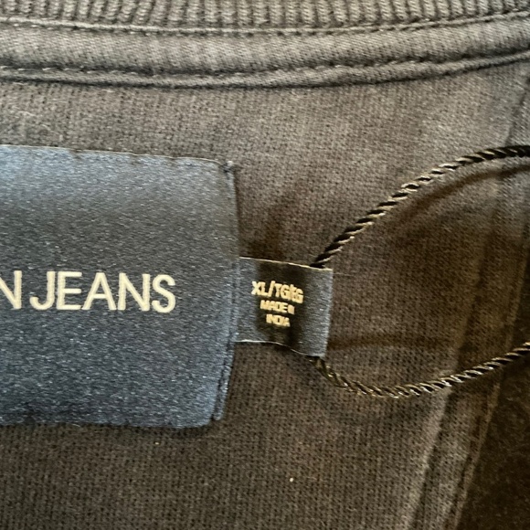 Calvin Klein Jeans Y2K 90s Black CK Logo Tape Quarter Zip Pullover Size XL NWOT - Picture 5 of 7